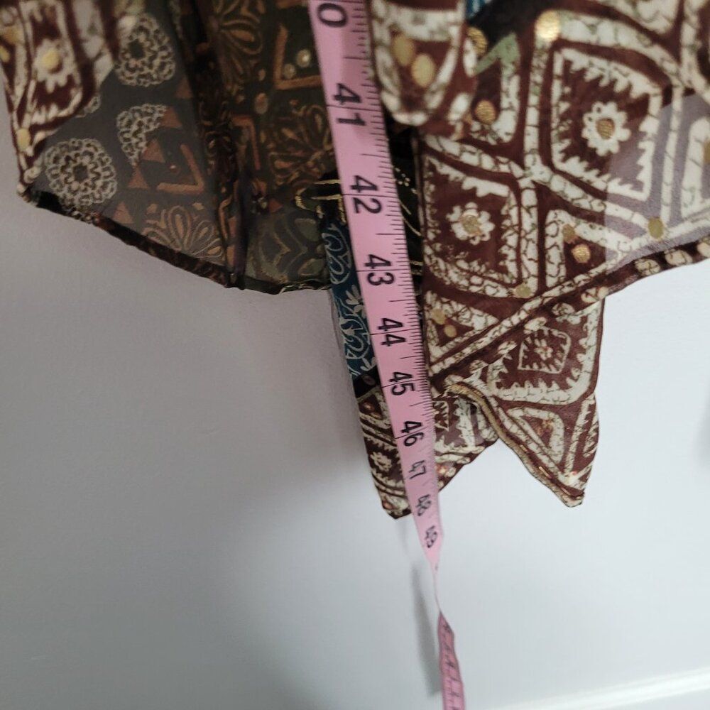 Green brown grunge fairy handkerchief hem woodys artsy quirky midi dress size 4 - Picture 6 of 6